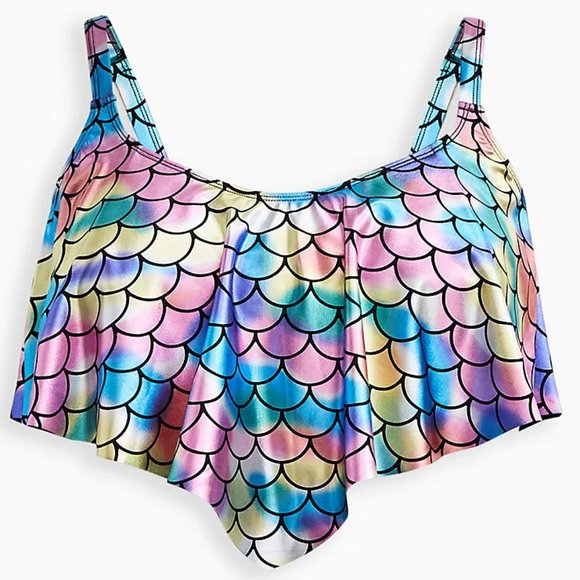 ❤️NWT VINTAGE TORRID SWIM TOP - MERMAID PRINT - WIRELESS SWIM FLOUNCE BIKINI - Picture 13 of 16